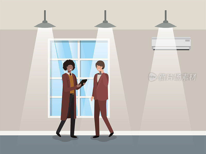 businessmen couple in corridor office
